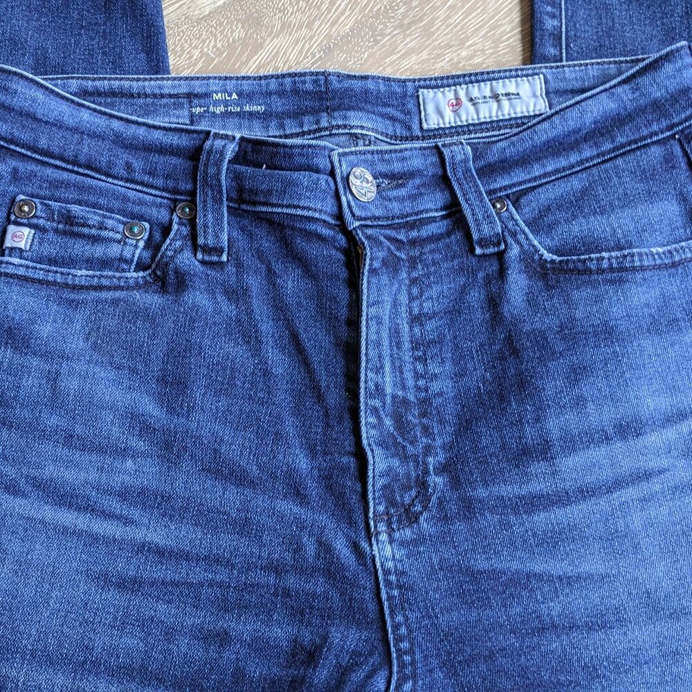 AG-ED DENIM Mila Super High Rise Skinny Dark Wash Denim Blue Jeans, Size 27R